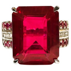 New 15.1 Carat Fancy Cut Red & Pink Diamond Cut Sapphire Sterling Ring