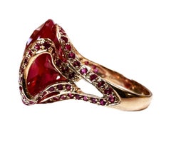 New Madagascar 16 Ct Pinkish Red Ruby Yellow Gold Plated Sterling Ring