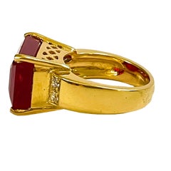 New Madagascar 17.50 Ct  Ruby & Sapphire Yellow gold Plated Sterling Ring