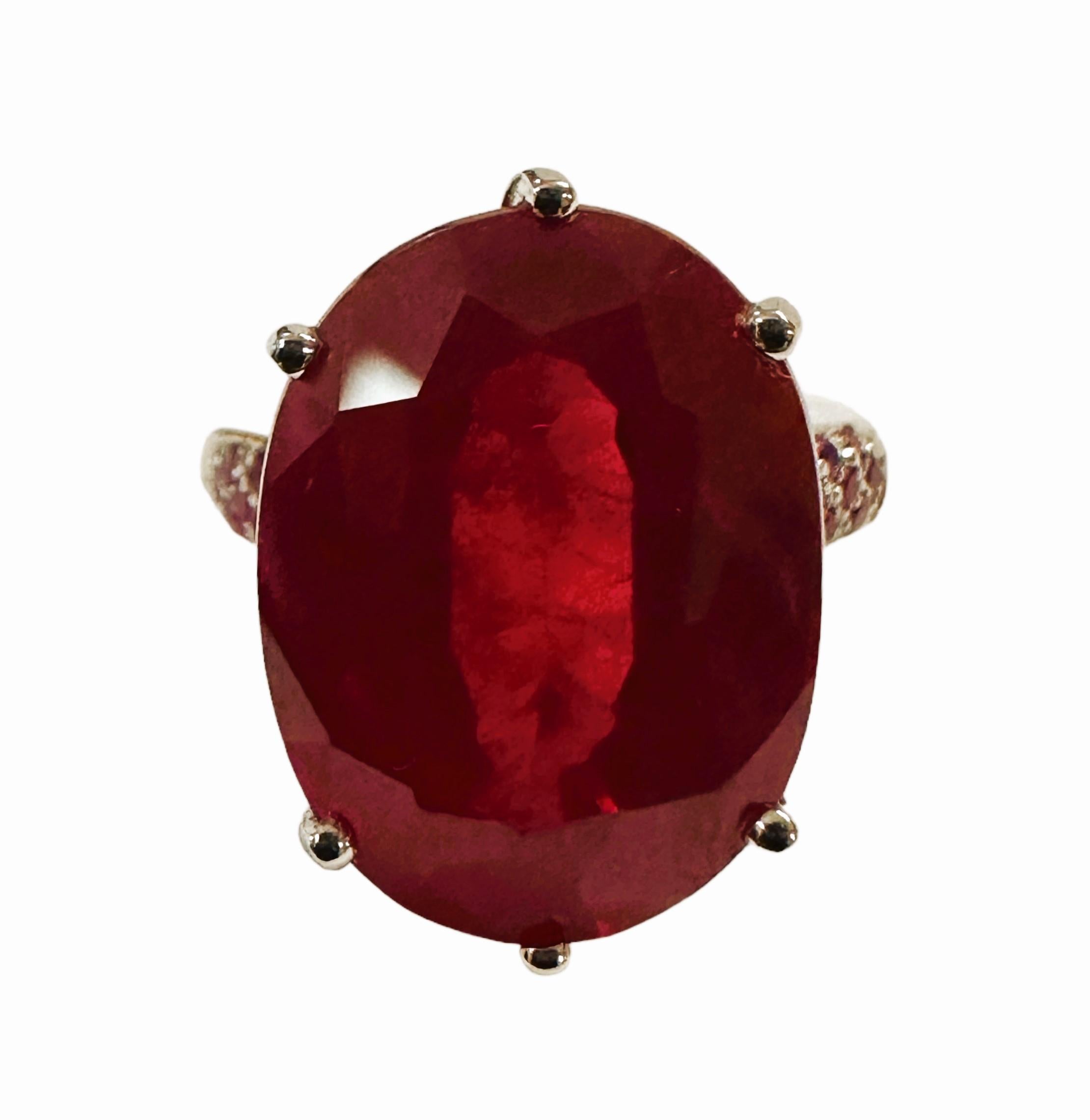 Art Deco New Madagascar 1920 ct Rasberry Red Sapphire & Pink Sapphire Sterling Ring For Sale