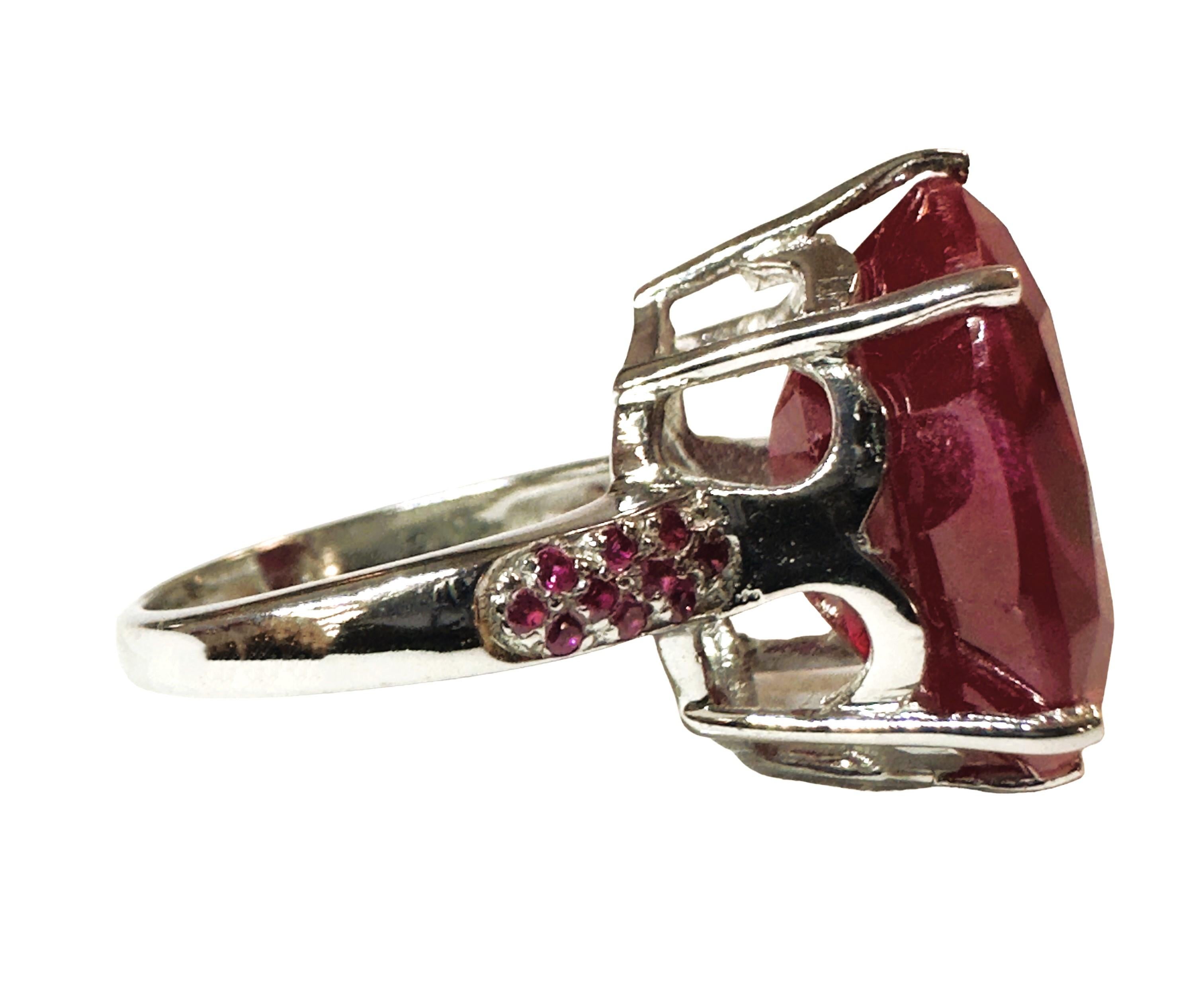 Women's New Madagascar 1920 ct Rasberry Red Sapphire & Pink Sapphire Sterling Ring For Sale