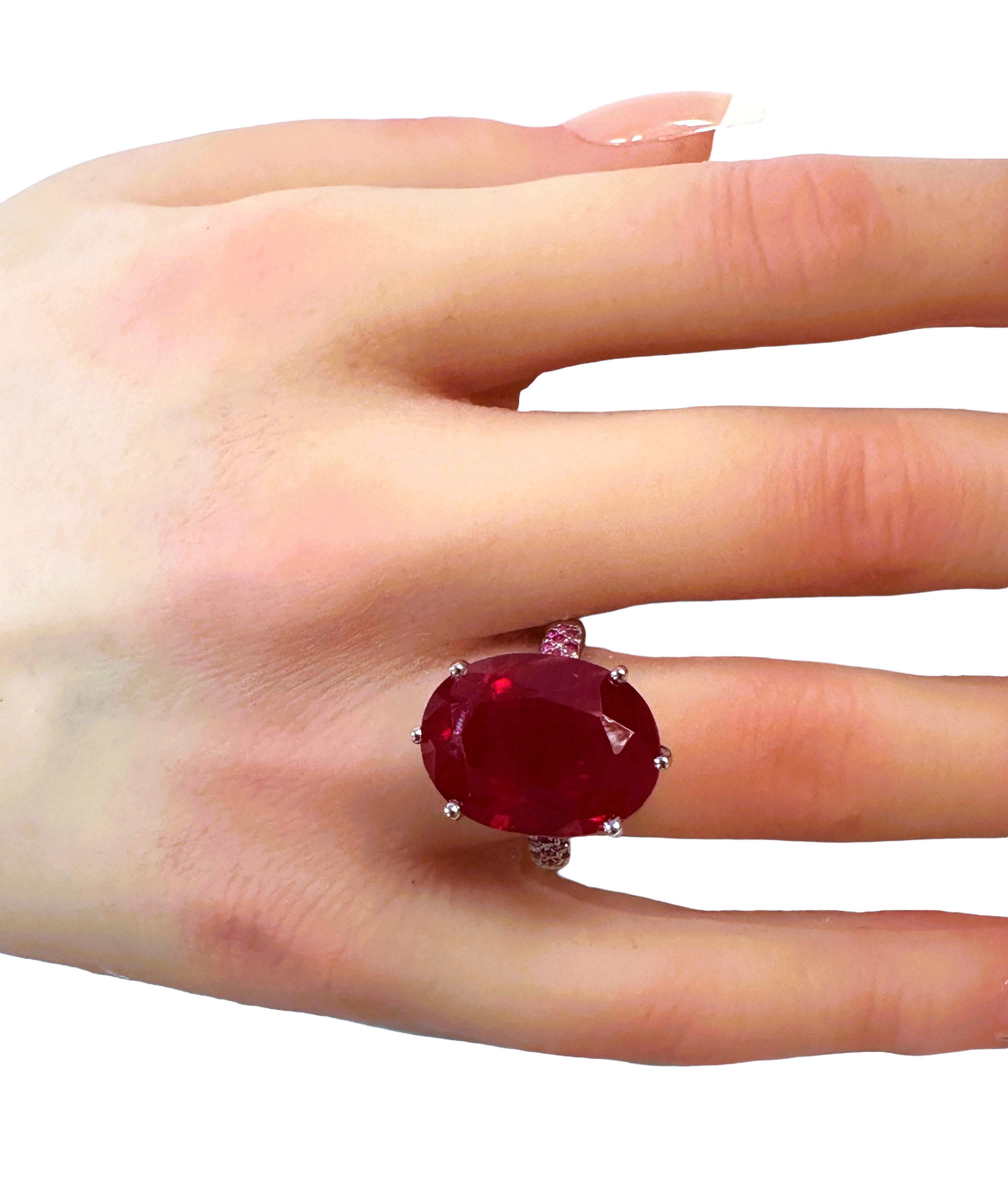 New Madagascar 1920 ct Rasberry Red Sapphire & Pink Sapphire Sterling Ring For Sale 3