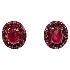 New Madagascar 2.42 carat Red Ruby 
Red Sapphire Sterling Earrings