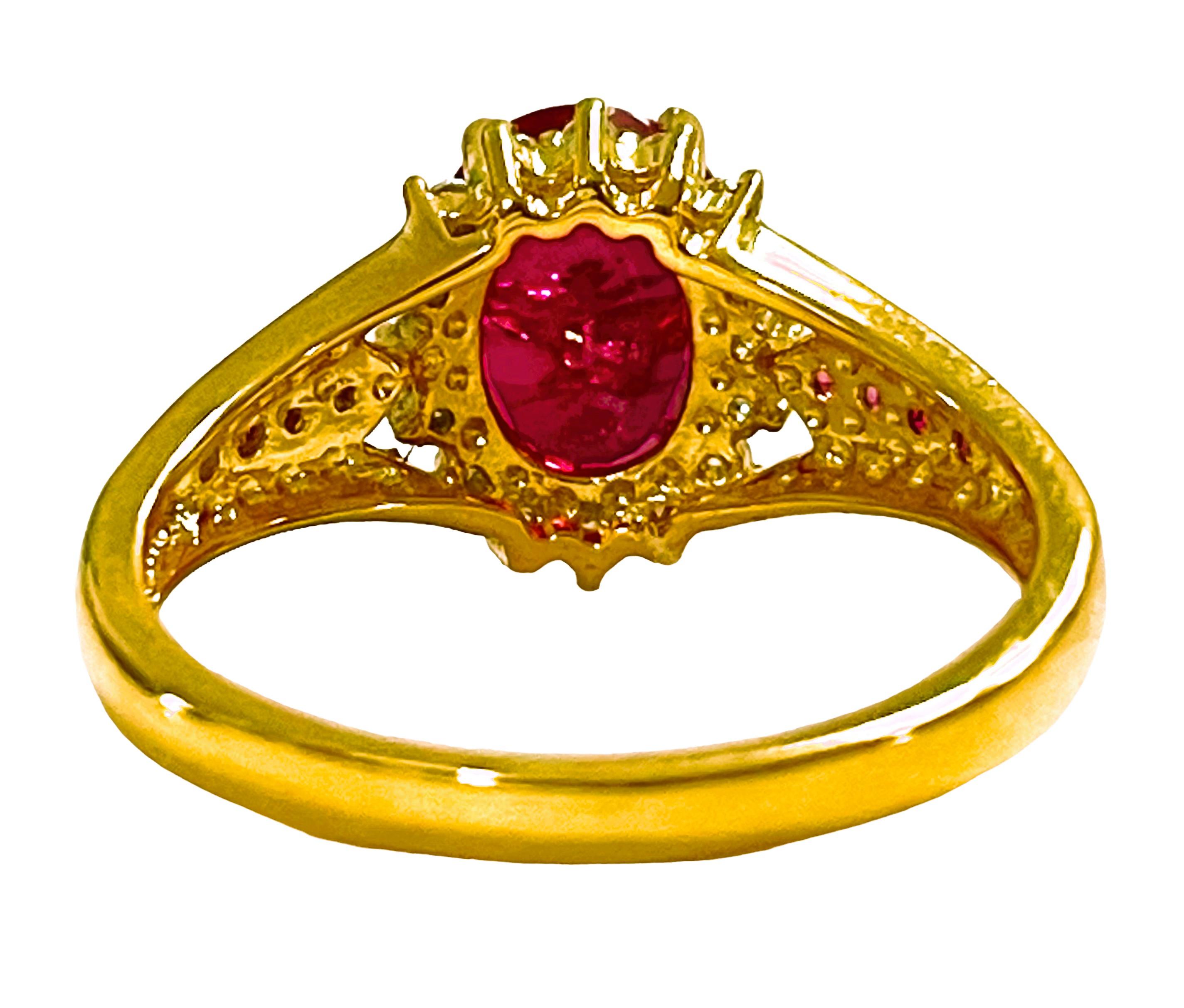 Women's New Madagascar 3.1 Ct Red Ruby & Sapphire Yellow Gold Plated Sterling Ring