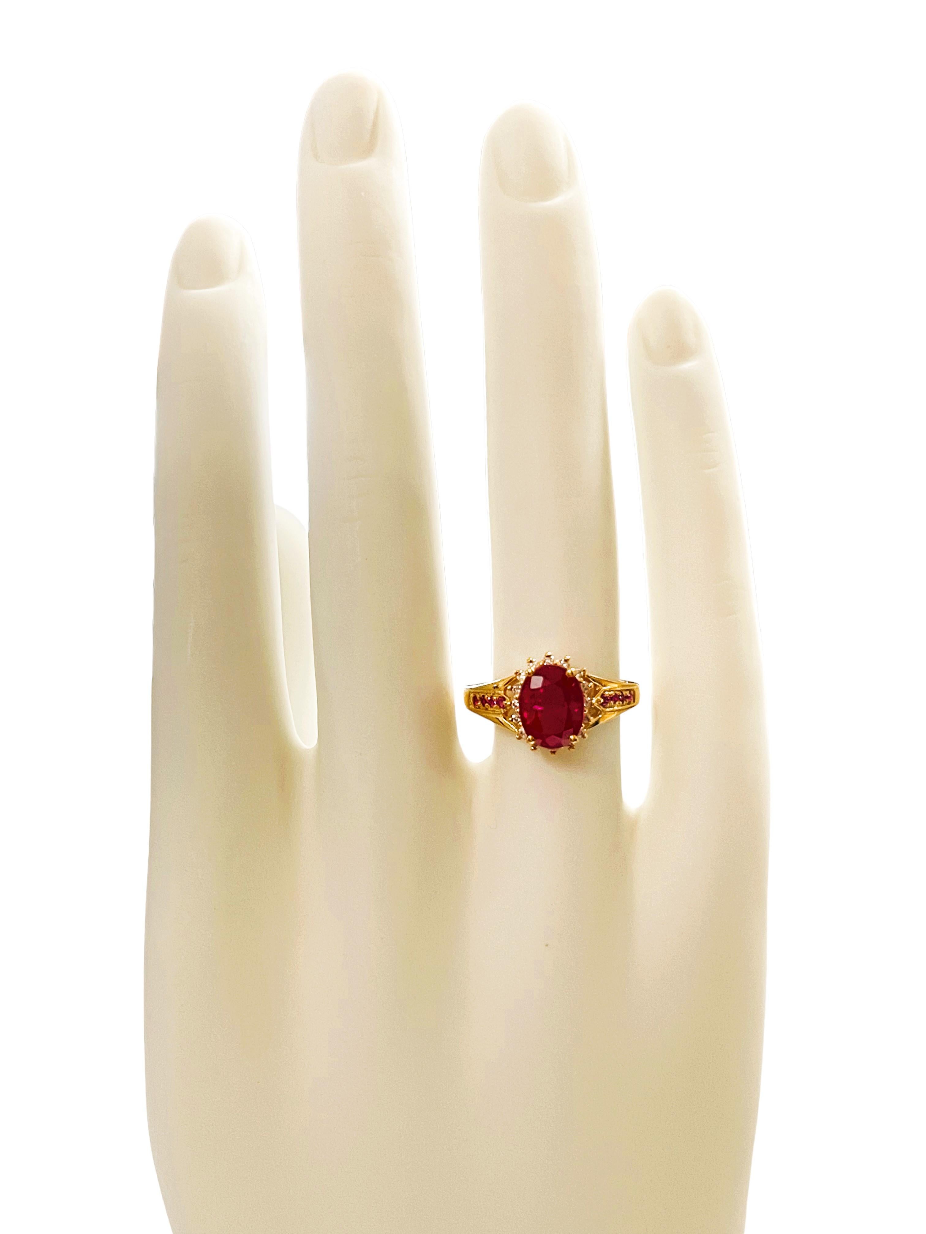 New Madagascar 3.1 Ct Red Ruby & Sapphire Yellow Gold Plated Sterling Ring 3