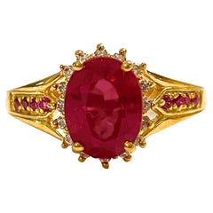 New Madagascar 3.1 Ct Red Ruby & Sapphire Yellow Gold Plated Sterling Ring