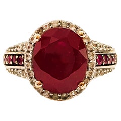New Madagascar 3.85 Carat Blood Red Ruby & Sapphire RGold Plated Sterling Ring
