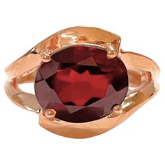 New Madagascar 3.85ct Red Ruby Rose Gold Plated Sterling Ring