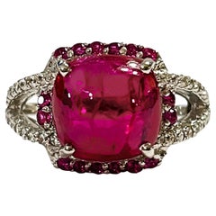 New Madagascar 4.5 Ct Pinkish Red Ruby & Red & White Sapphire Sterling Ring