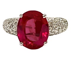 New Madagascar 5.2ct Pinkish Red Sapphire & White Sapphire Sterling Ring