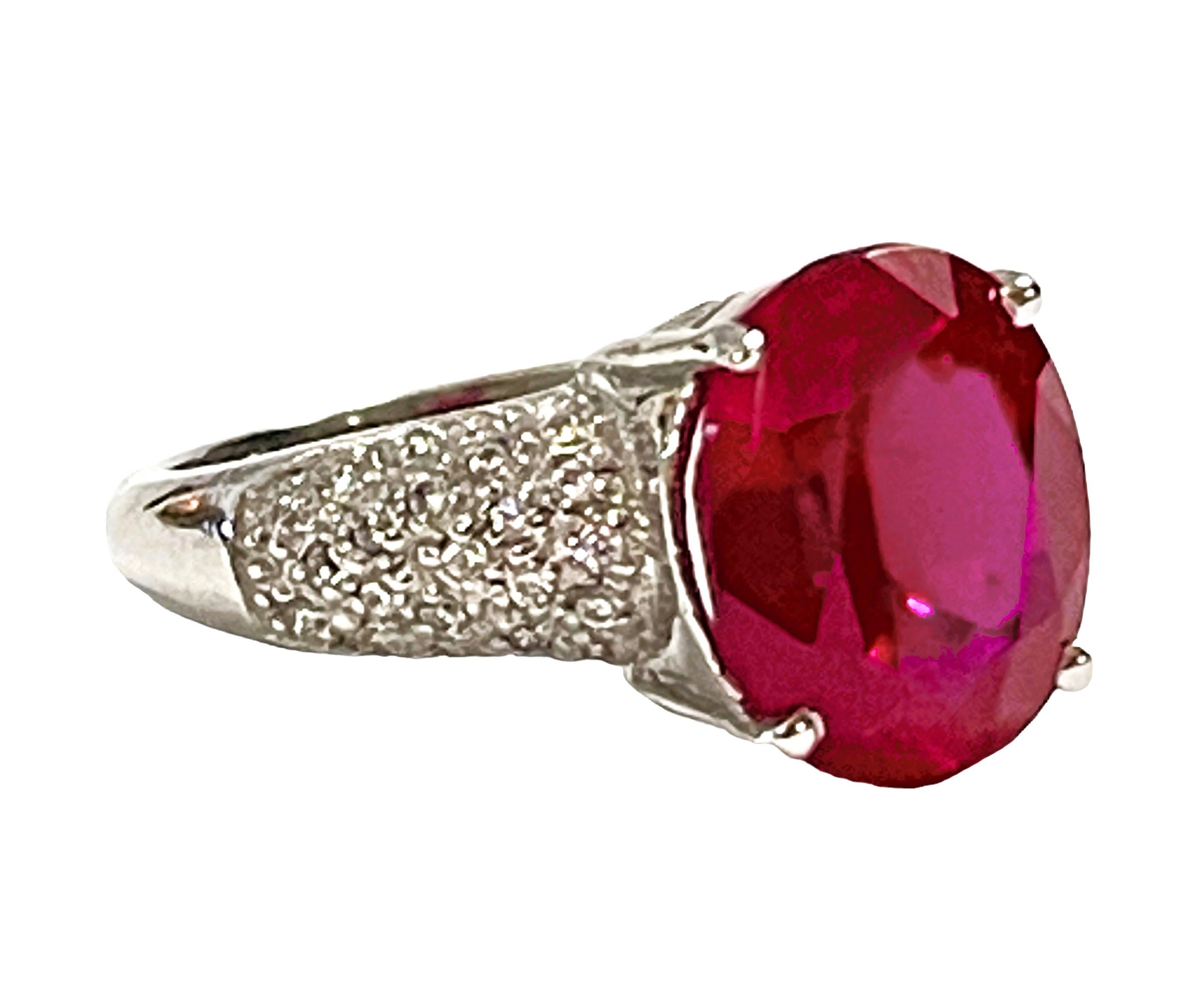 Women's New Madagascar 5.2ct Pinkish Red Sapphire & White Sapphire Sterling Ring