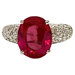 New Madagascar 5.2ct Pinkish Red Sapphire & White Sapphire Sterling Ring