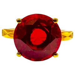 New Madagascar 5.80 Ct Red Sapphire Solitaire Yellow Gold Plated Sterling Ring