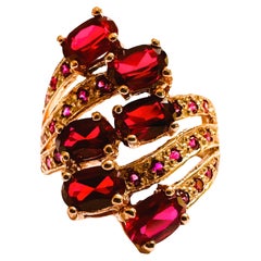 New Madagascar 6-Stone 3.4 ct Ruby & Sapphire Rgold Plated Sterling Ring 