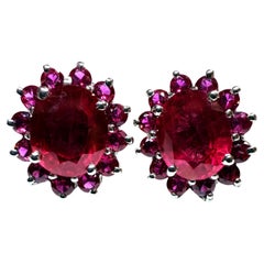 New Madagascar 6.50 carat Red Ruby & Diamond Cut Sapphire Sterling Earrings