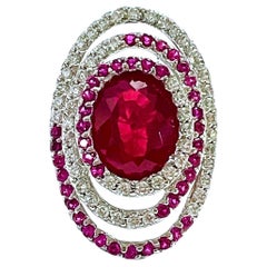 New Madagascar 7ct Blood Red Ruby, Pink Ruby & White Sapphire Sterling Ring