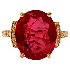 New Madagascar 7.80 Ct Ruby & White Sapphire R Gold Plated Sterling Ring