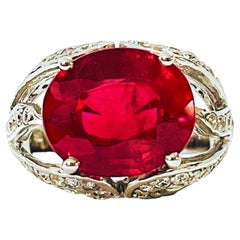 New Madagascar 8.5 Carat Blood Red Ruby & White Sapphire Sterling Ring