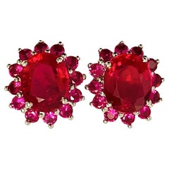 Nouveau Madagascar IF 10.0ct Red & Pinkish Ruby Sterling Post Earrings