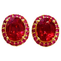 New Madagascar IF 17.5ct Red Ruby and Pink Ruby YGold Plated Sterling Earrings