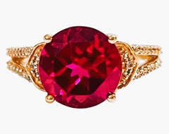 New Madagascar Pinkish Red Ruby & Sapphire RGold Plated Sterling Ring 6.75