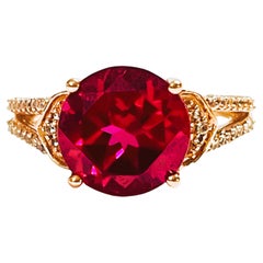 Nouvelle bague Madagascar en argent sterling plaqué or avec rubis rouge rosé et saphir de 6,75 carats