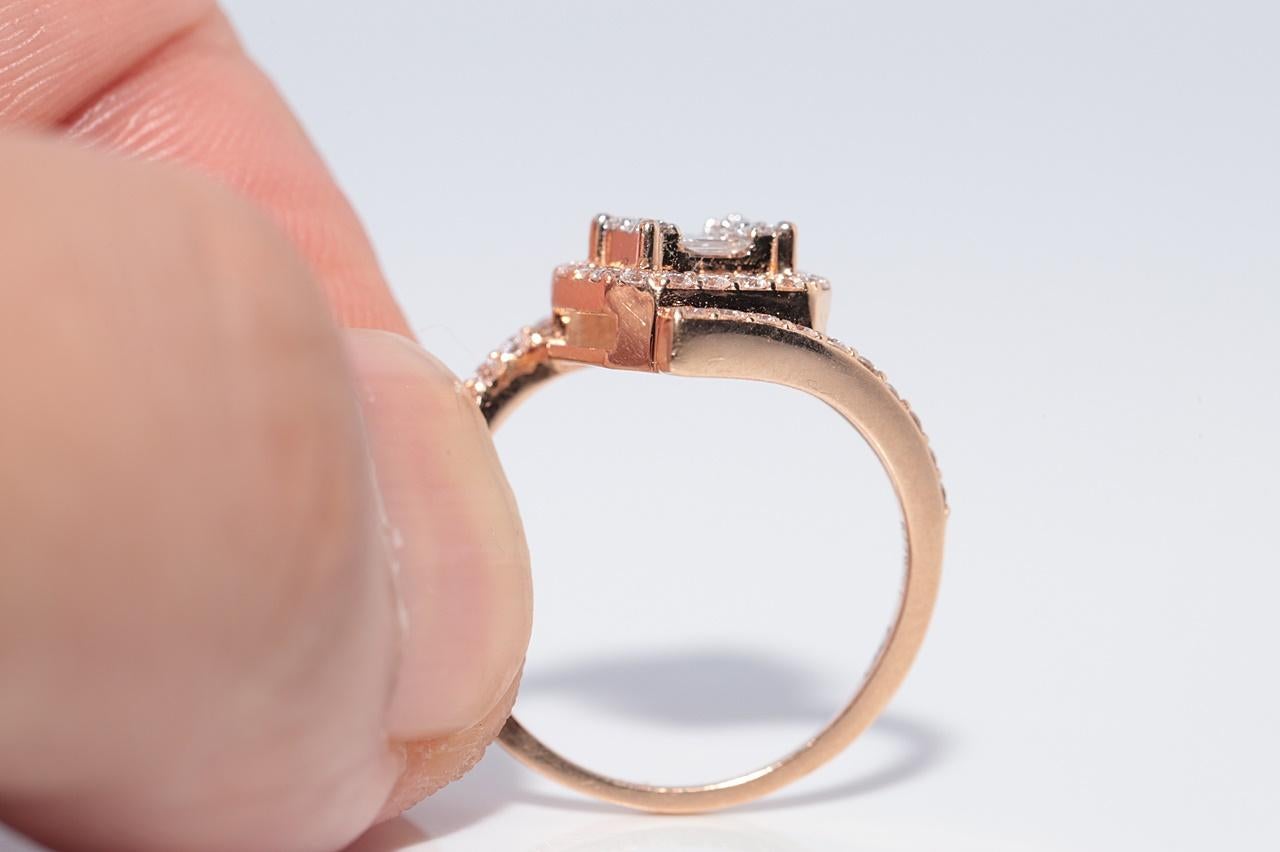 New Made 14k Gold Natürlichen Baguetteschliff und Brillantschliff Diamantring im Angebot 6