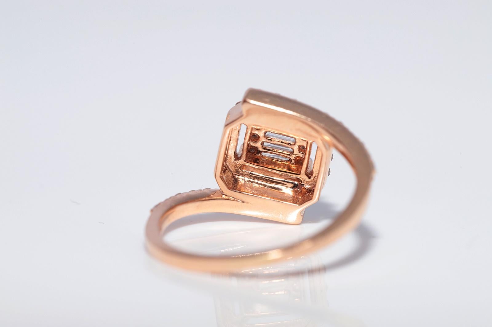 New Made 14k Gold Natürlichen Baguetteschliff und Brillantschliff Diamantring im Angebot 7