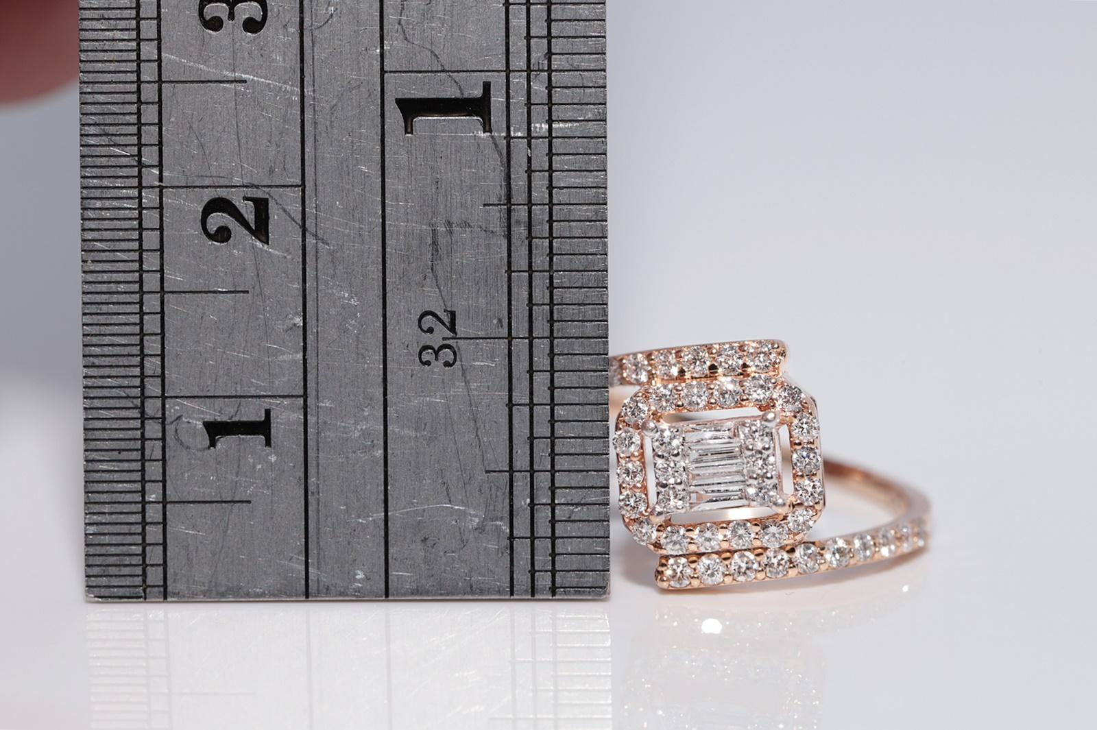 New Made 14k Gold Natürlichen Baguetteschliff und Brillantschliff Diamantring im Angebot 12