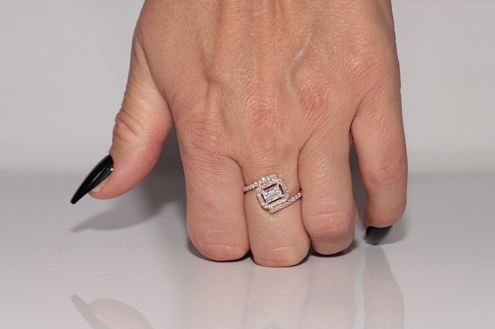 New Made 14k Gold Natürlichen Baguetteschliff und Brillantschliff Diamantring (Moderne) im Angebot