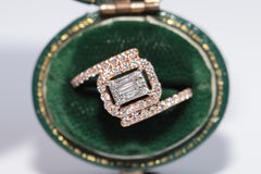 New Made 14k Gold Natürlichen Baguetteschliff und Brillantschliff Diamantring