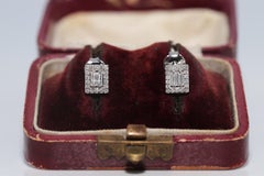 New Made 14k Gold natürlichen Brillantschliff und Baguetteschliff Diamant Ohrstecker