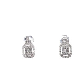 New Made 14k Gold natürlichen Brillantschliff und Baguetteschliff Diamant Ohrstecker