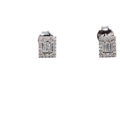 New Made 14k Gold natürlichen Brillantschliff und Baguetteschliff Diamant Ohrstecker