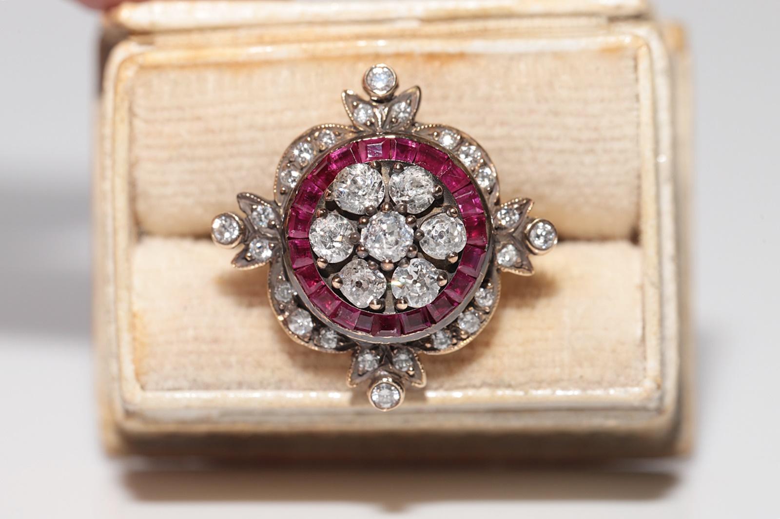 New Made 14k Gold Natural Diamond And Caliber Cut Ruby Decorated Amazing Ring For Sale 1