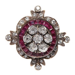 New Made 14k Gold Natural Diamond And Caliber Cut Ruby Decorated Amazing Ring