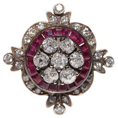 New Made 14k Gold Natural Diamond And Caliber Cut Ruby Decorated Amazing Ring
