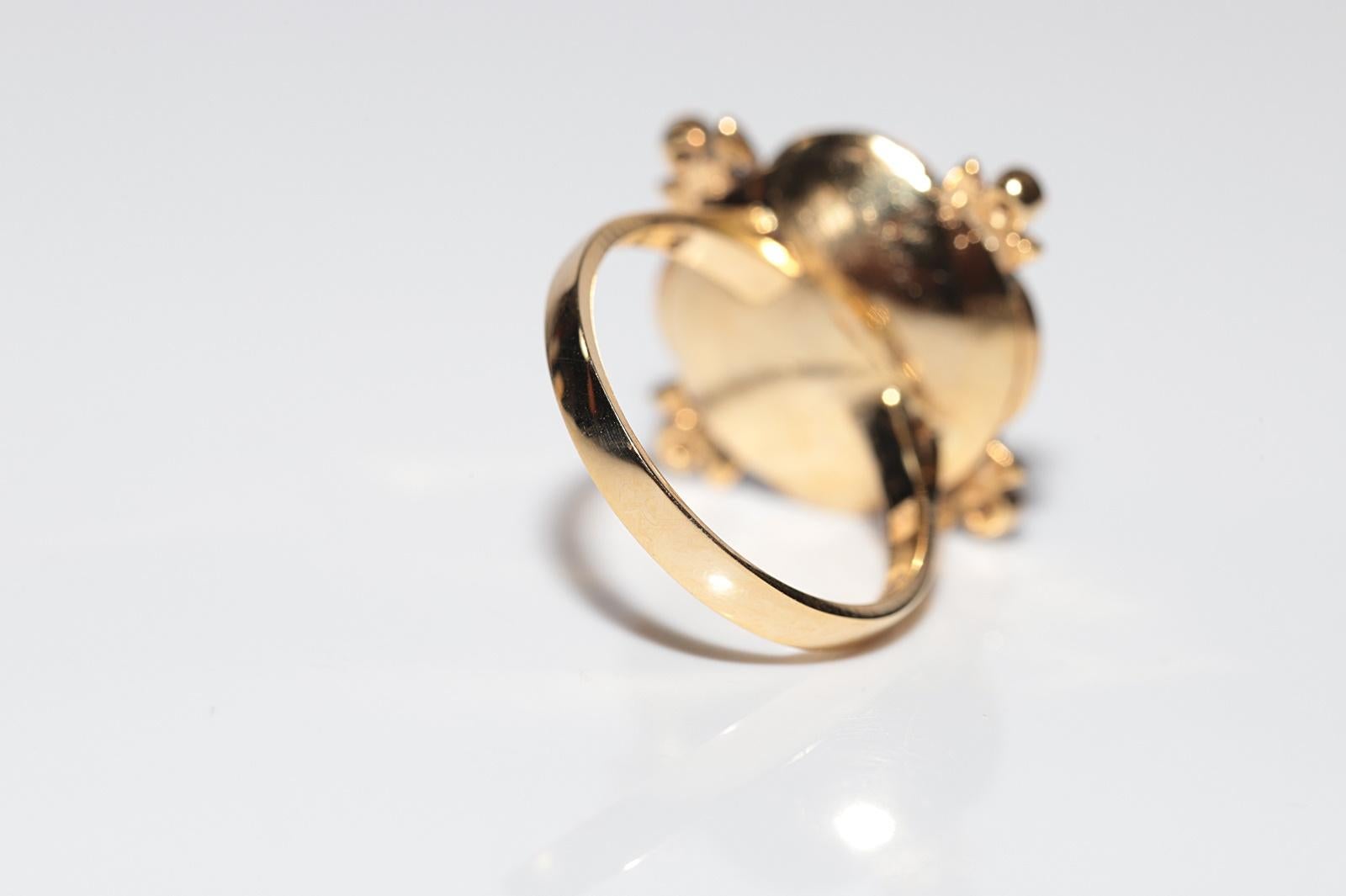Incroyable bague en or 14 carats, diamant naturel et saphir taille calibre en vente 7