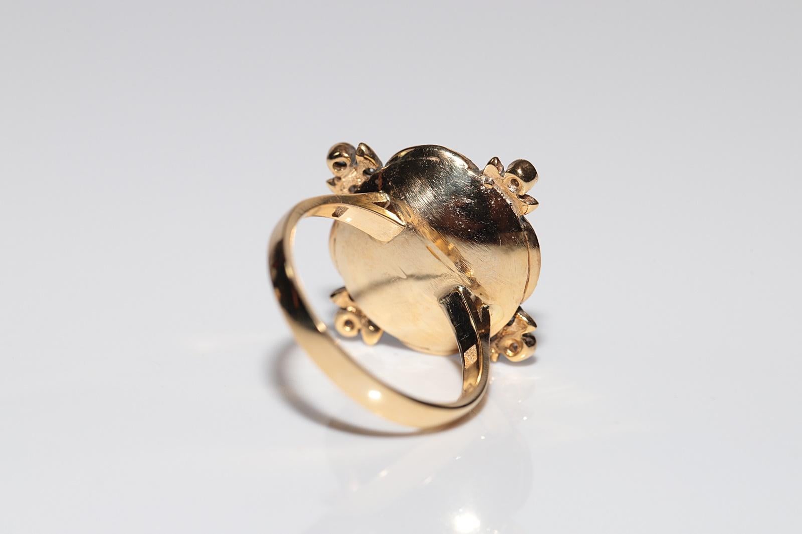 Incroyable bague en or 14 carats, diamant naturel et saphir taille calibre en vente 8