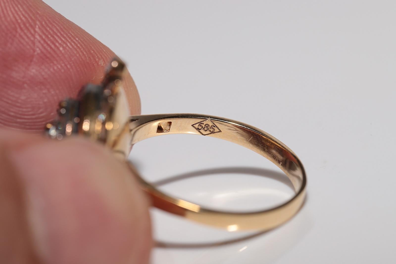 Incroyable bague en or 14 carats, diamant naturel et saphir taille calibre en vente 9