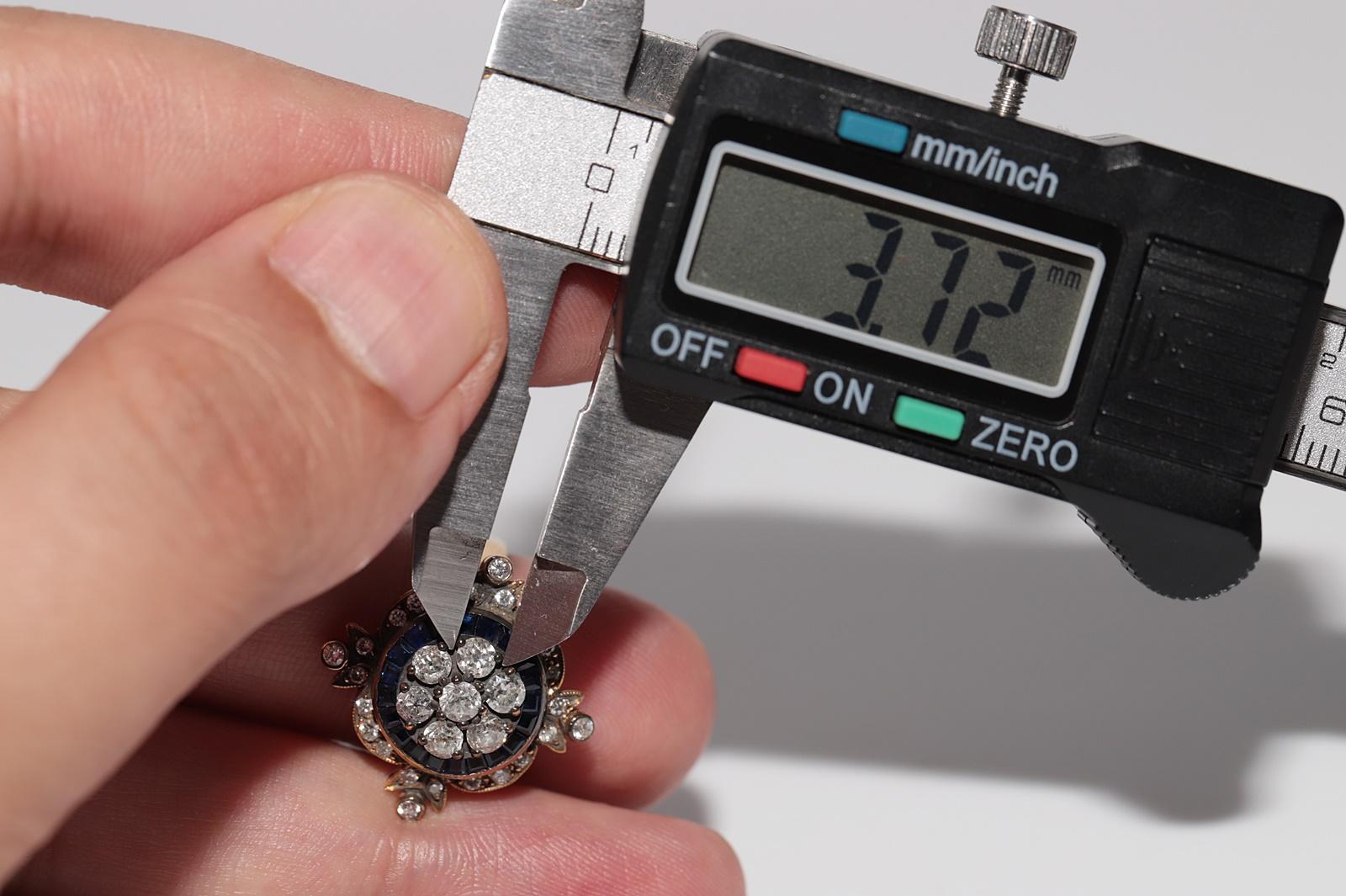 Anillo Sorprendente De Oro De 14k Con Diamante Natural Y Zafiro De Corte Calibre en venta 12