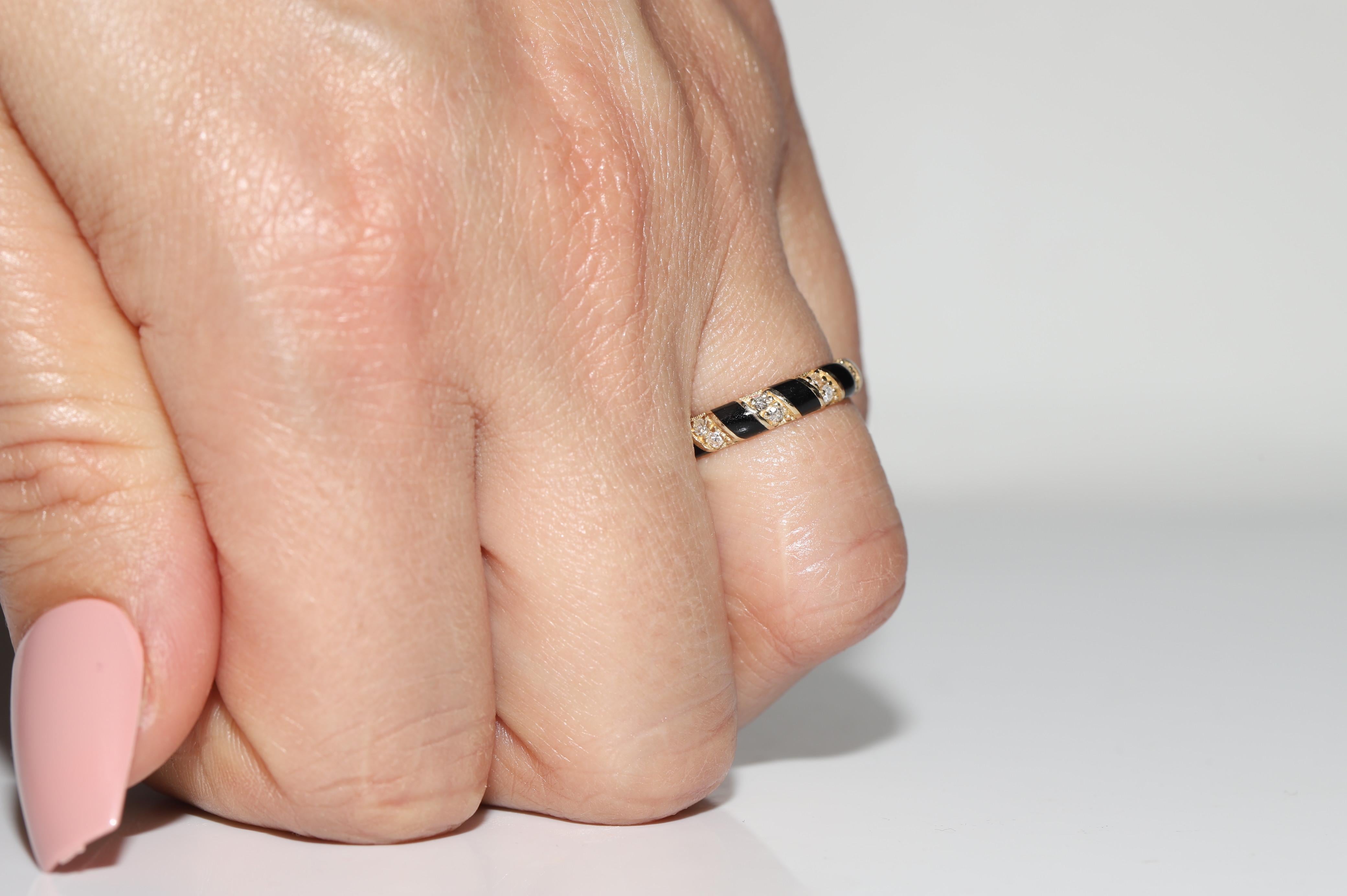 Neu hergestellter 14k Gold Natürlicher Diamant und Emaille Dekorierter Ring mit Diamanten  im Angebot 8