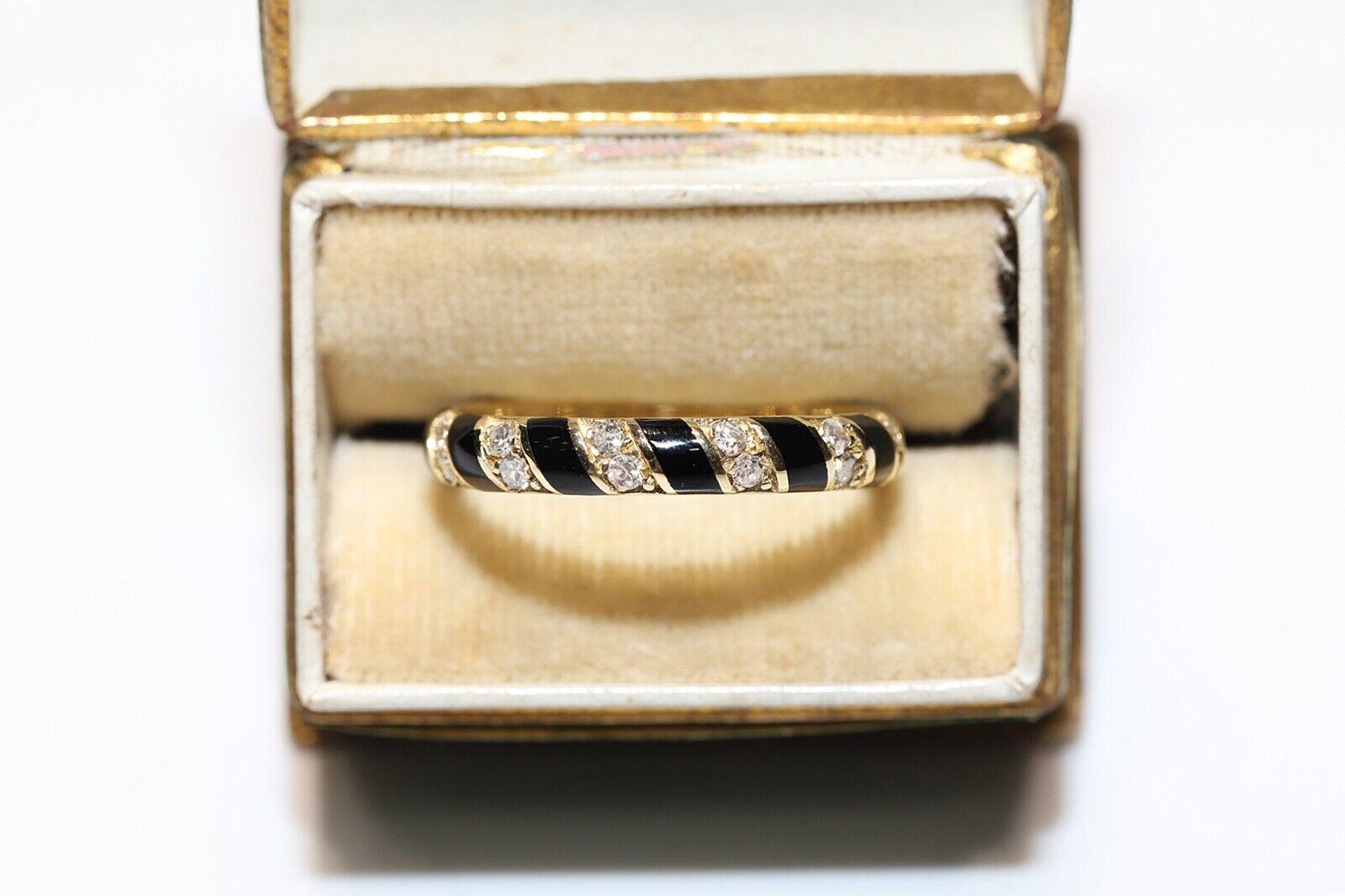 Neu hergestellter 14k Gold Natürlicher Diamant und Emaille Dekorierter Ring mit Diamanten  Damen im Angebot