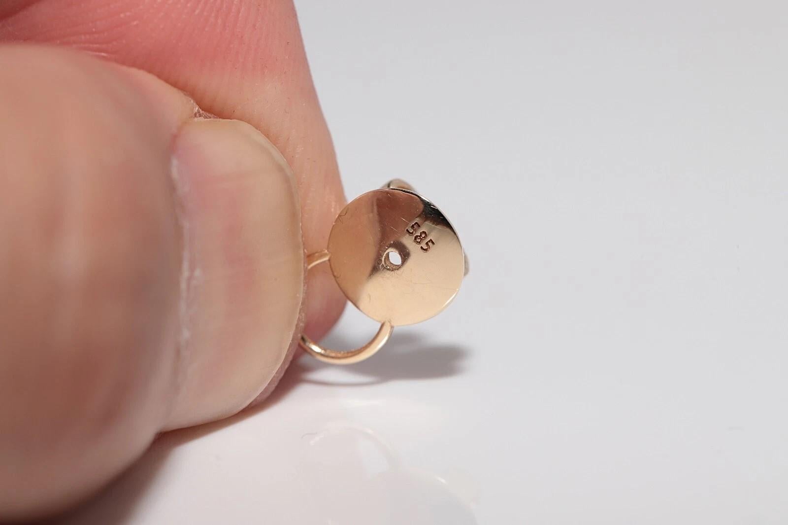 New Made Boucle d'oreille pendante en or 14k ornée de diamants naturels et d'émail en vente 3