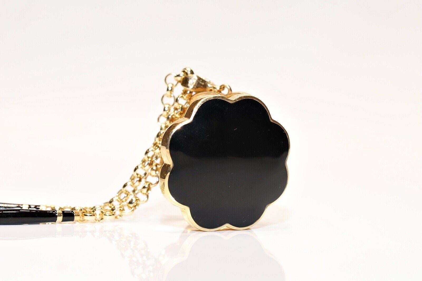 Collier pendentif en or 14 carats, décoré de diamants naturels et d'émail, neuf Pour femmes en vente