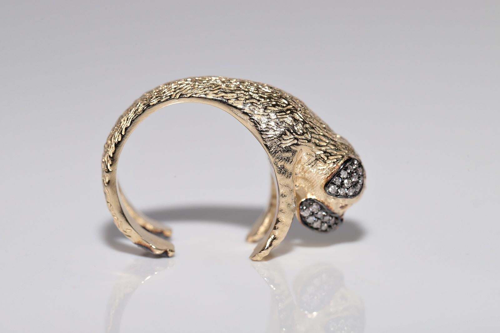 Anillo para perro decorado con rubíes y diamantes naturales de oro de 14k de nueva factura en venta 4