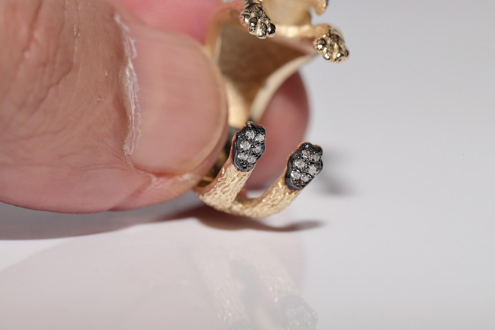 Anillo para perro decorado con rubíes y diamantes naturales de oro de 14k de nueva factura en venta 8