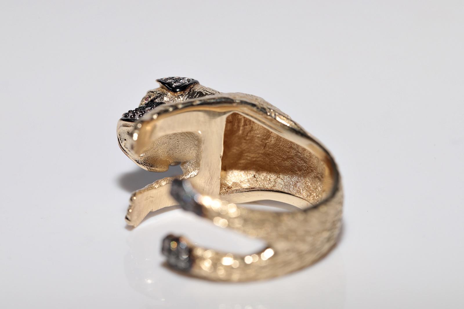 Anillo para perro decorado con rubíes y diamantes naturales de oro de 14k de nueva factura en venta 10