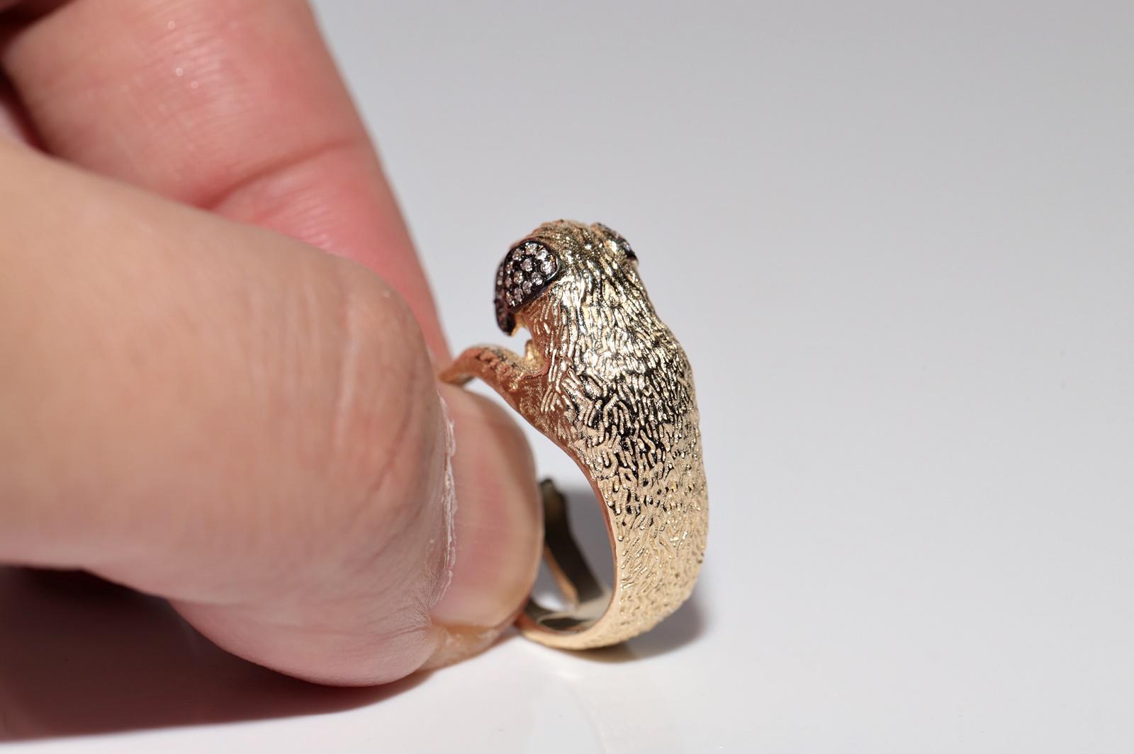 Anillo para perro decorado con rubíes y diamantes naturales de oro de 14k de nueva factura en venta 11