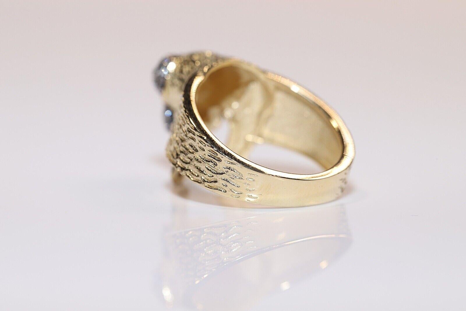 Taille brillant New Made 14k Gold Natural Diamond And Ruby Decorated Dog Style  Bague en vente